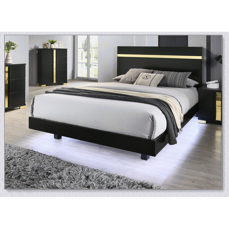 Cadre de lit 1Pc, Noir, Grand lit