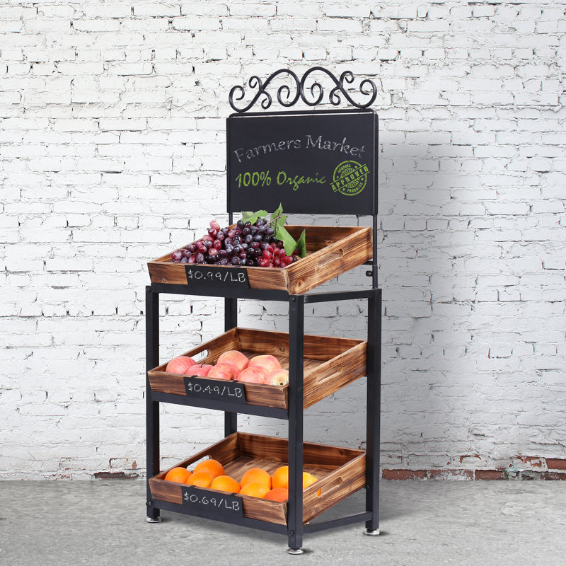 Briehn Storage Shelving Unit with Chalkboard and 3 Tiered Large Tray