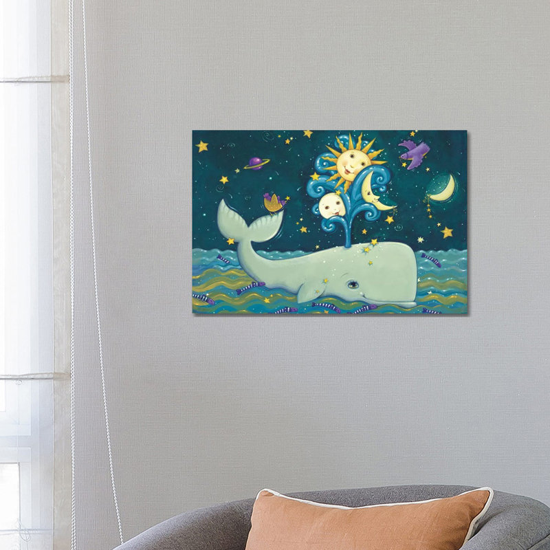 «Sunny Whale» par Viv Eisner - impression, Aucun mat, H 18 po x l 26 po x P 1,5 po, Toile tendue