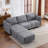 Shugar 103.5'' 4-Piece Gray Suede Thick Cushion Comfy Cloud Wide Floating Corner Sectional Sofa-1243954721
