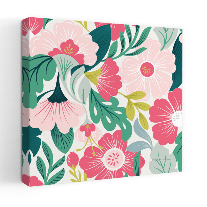 «Lush Life», motif de fleurs tropicales abstraites Iiia, H 32 po x l 32 po