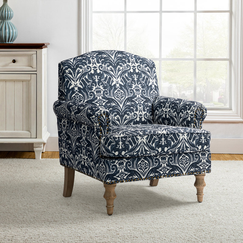 Fauteuil rembourré 30 po Mooresville, Polyester bleu marine / blanc