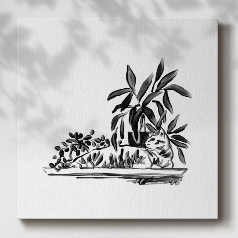 «Purrfect House Plants III», reproduction sur toile, H 40 po x l 40 po x P 1,5 po