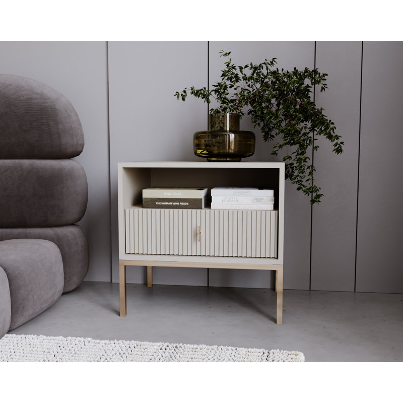 54cm W Bedside Table, Cashmere/Gold