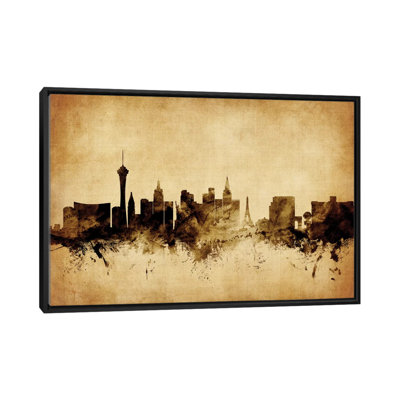 Foxed (Retro) Skyline Series: Las Vegas, Nevada, États-Unis, impression sur toile tendue