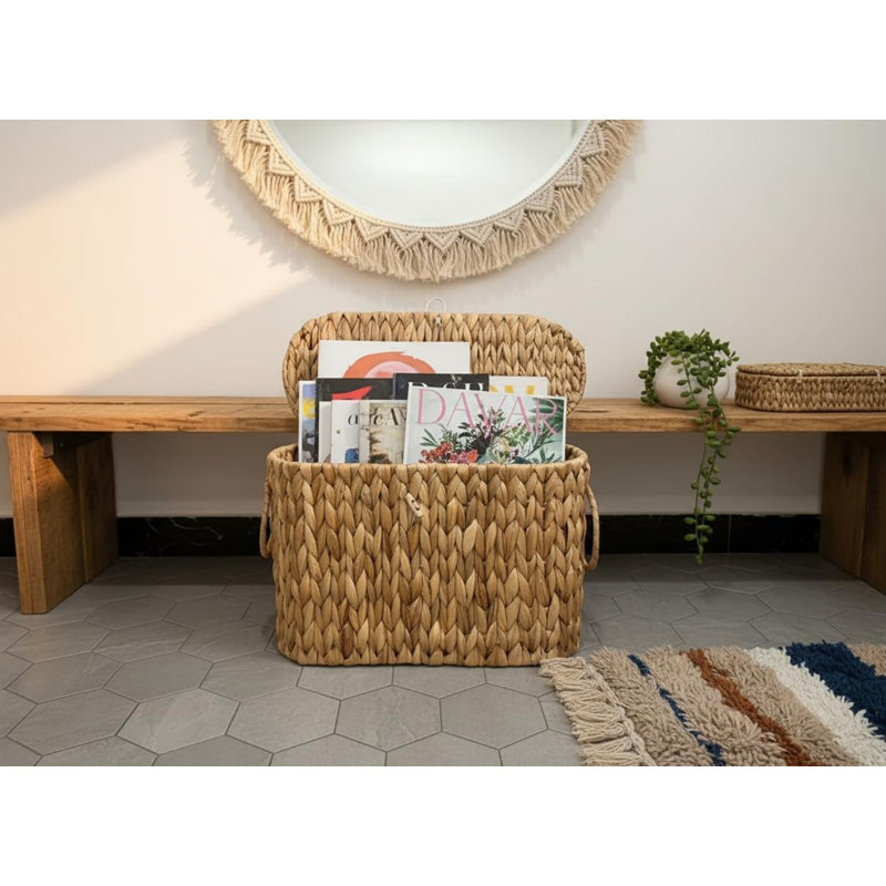 Toilet Paper Basket With Lid,Wicker Basket For Bathroom Organizers And Storage,Holds Up To 6 Mega Rolls, Decorative Hand-Woven Rattan Bathroom Decor Accessories,Natural Water Hyacinth