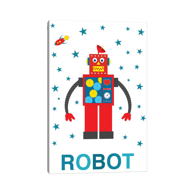 «Robot Rocket» par Benton Park Prints - impression sur toile tendue, H 12 po x l 8 po x P 0,75 po