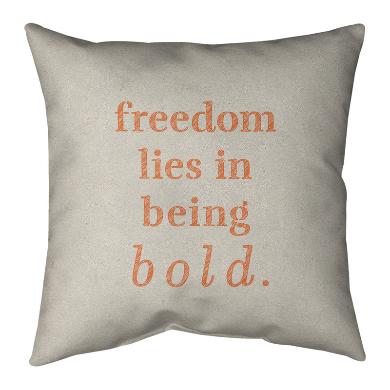 Coussin «Hand Bold», 14 po x 14 po, Blanc / Orange