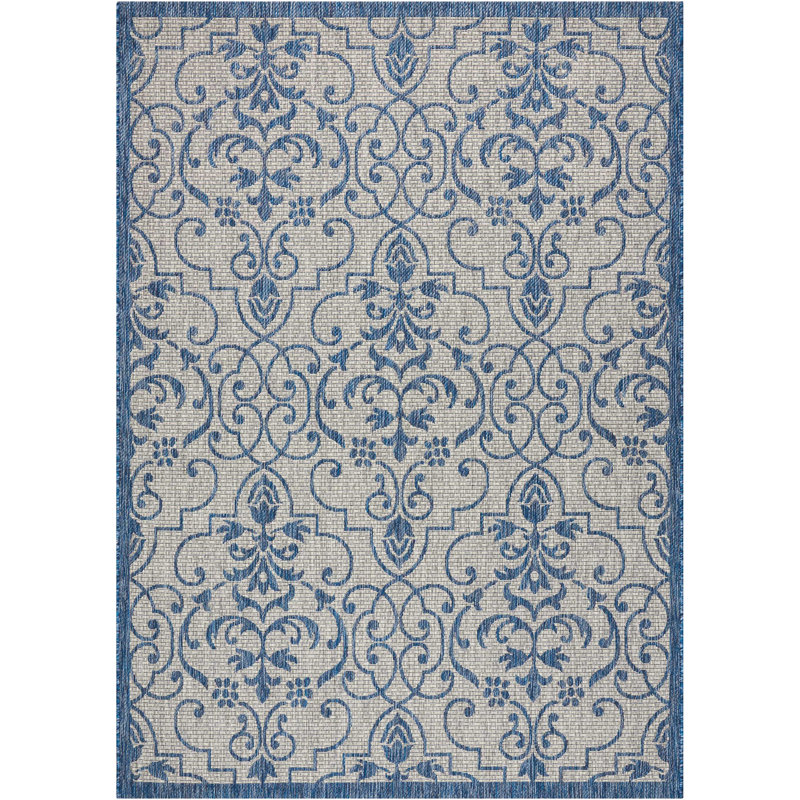 Girraj Damask Indoor / Outdoor Rug, Rectangle 3'6" x 5'6"
