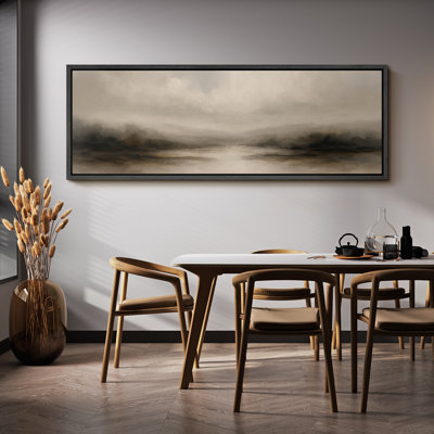 Large Framed Canvas Print Wall Art - Neutral Abstract Landscape Print for Minimalist Modern Wall Decor