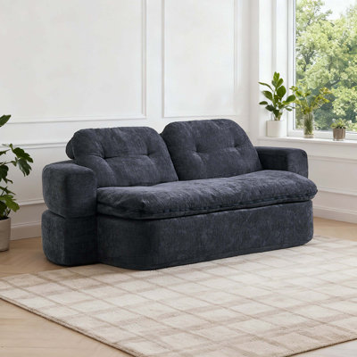 Canapé-lit moderne avec 2 coussins, canapé-lit en velours côtelé rembourré de mousse, aucun assemblage requis, coussin de canapé convertible se déplie en courtepointe, matelas pliant pour le salon, salle de jeux