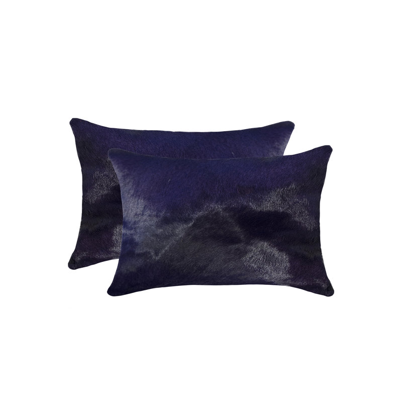  (Set of Two) 12" X 20" Cowhide Lumbar Throw Pillow, Purple