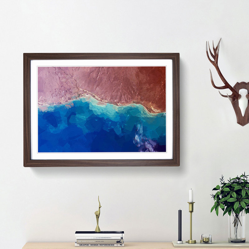 The Beauty of the Earths Landscape in Abstract - Picture Frame Painting Print, 48cm H x 65cm W x 2cm D, Walnut Framed