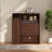 Folding Dining Table And Storage Sideboard With Charging Station, Multifunctional Space-Saving Kitchen Table With Wheels-410459172