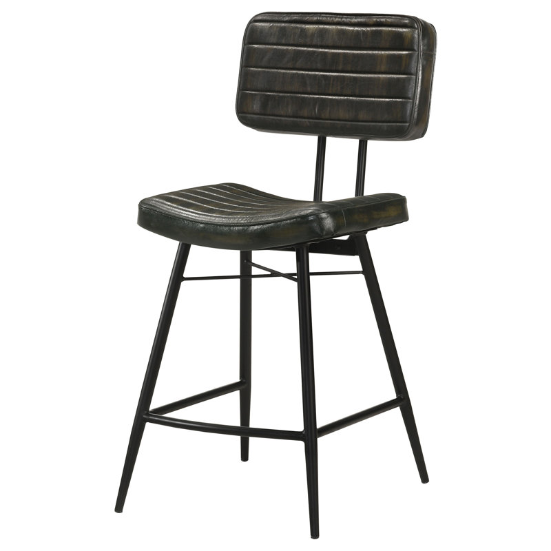 Ensemble de 2 tabourets à hauteur de comptoir avec repose-pieds Rogelio, Noir, noir, noir, noir