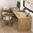 Wood color L-Shaped Solid Wood Desks-107198188-107198185