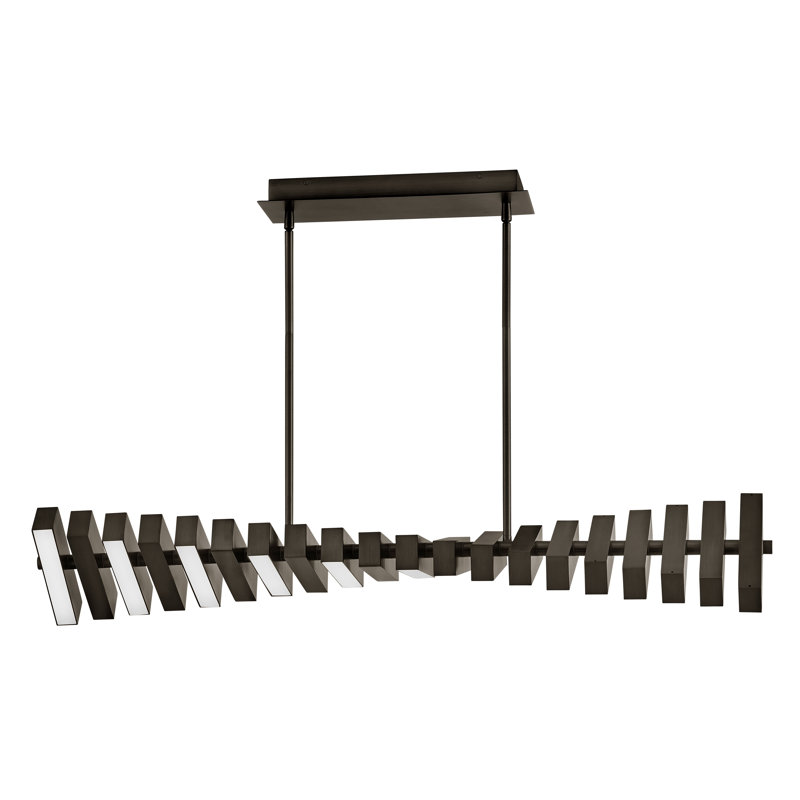 1 - Light Kitchen Island Rectangle Chandelier, Painted Black Oxide