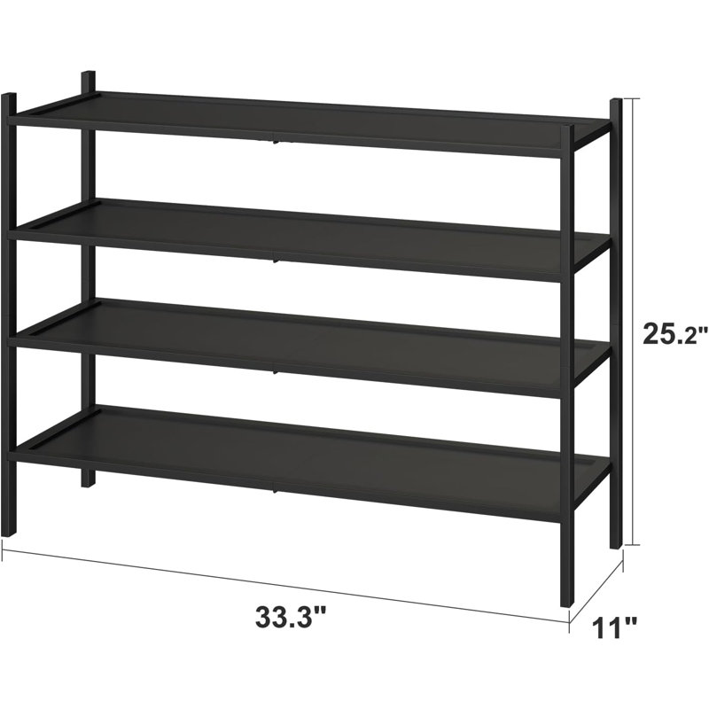 Stackable 4-Tier Long Shoe Rack 33.3" - Organize Your Living Room With Style And Space Efficiency, Black