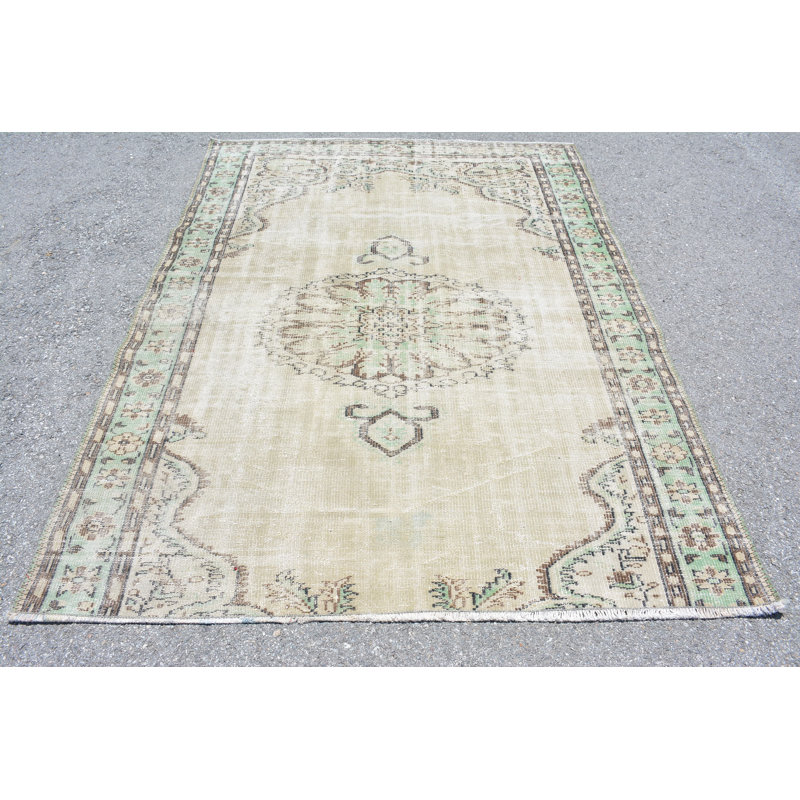 Grand tapis 6 po x 8,1 pi, tapis antiques, tapis turc, tapis rétro, tapis bruns froids, tapis tendance