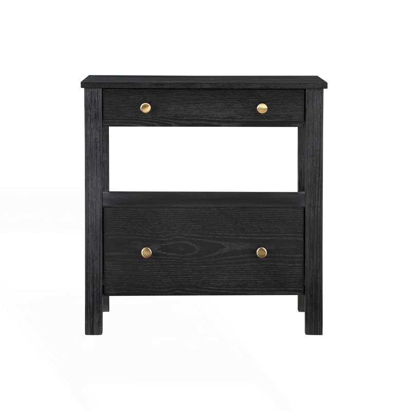 2 Drawer Nightstand With Shelf