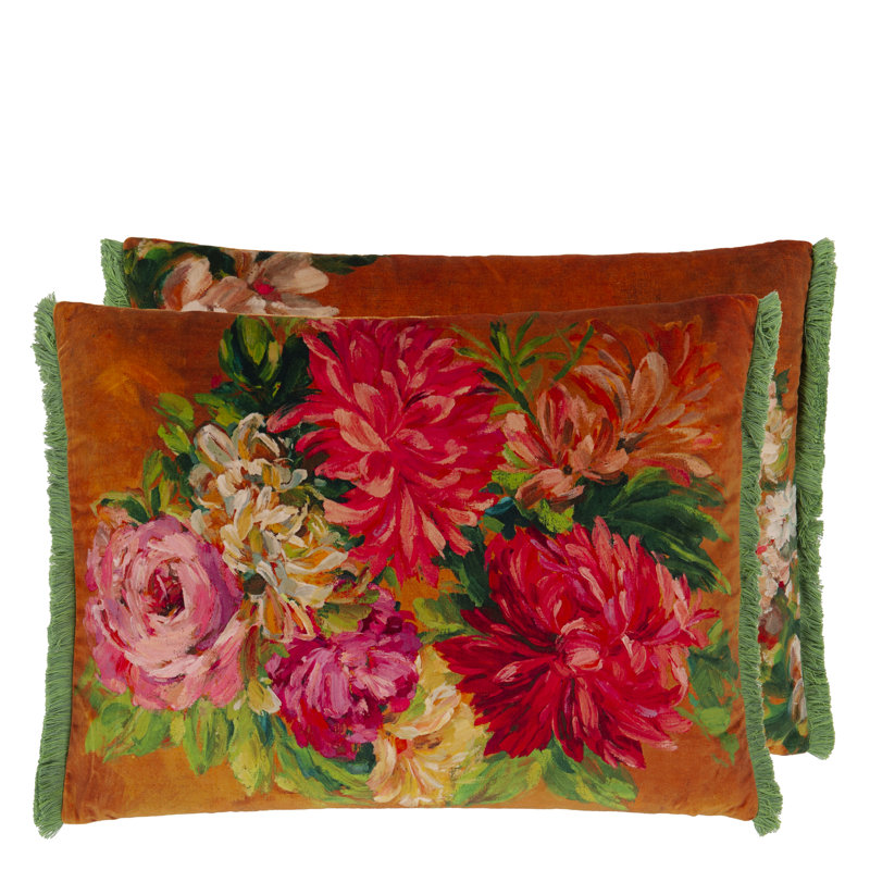 Fleurs D Artistes Decorative Pillow, Terracotta Floral