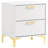 White Gold Modern 2-Drawer Rectangular Nightstand Bedside Table-967899601