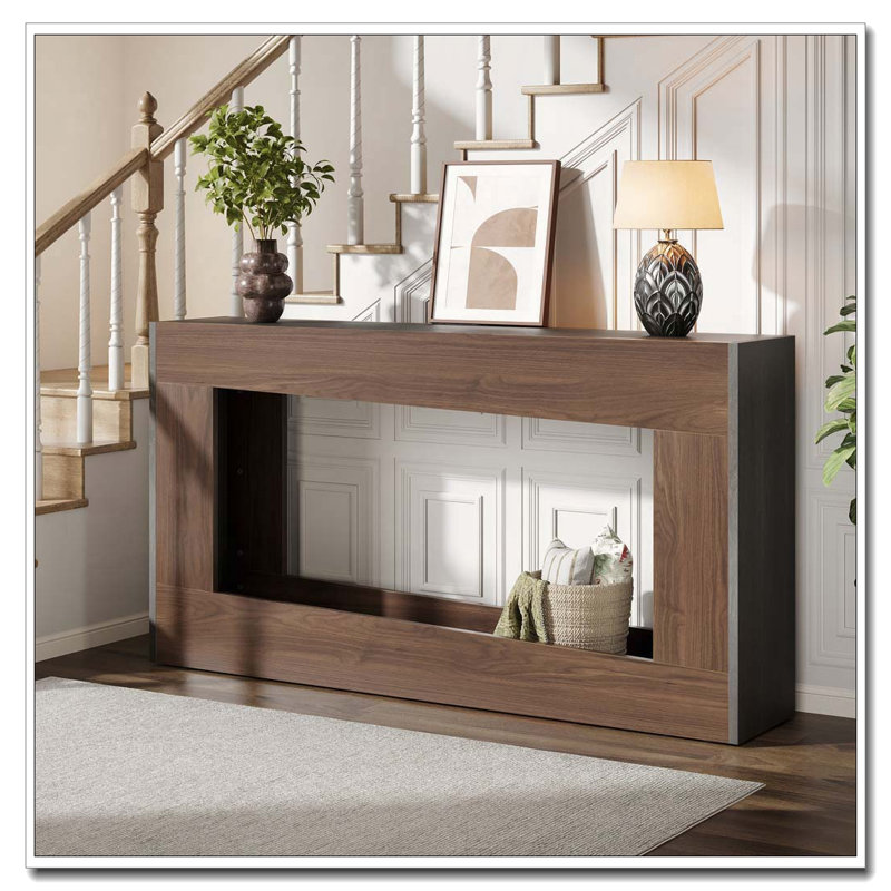 63-Inch Long Console Table, Wood Entryway Table, Antique Espresso