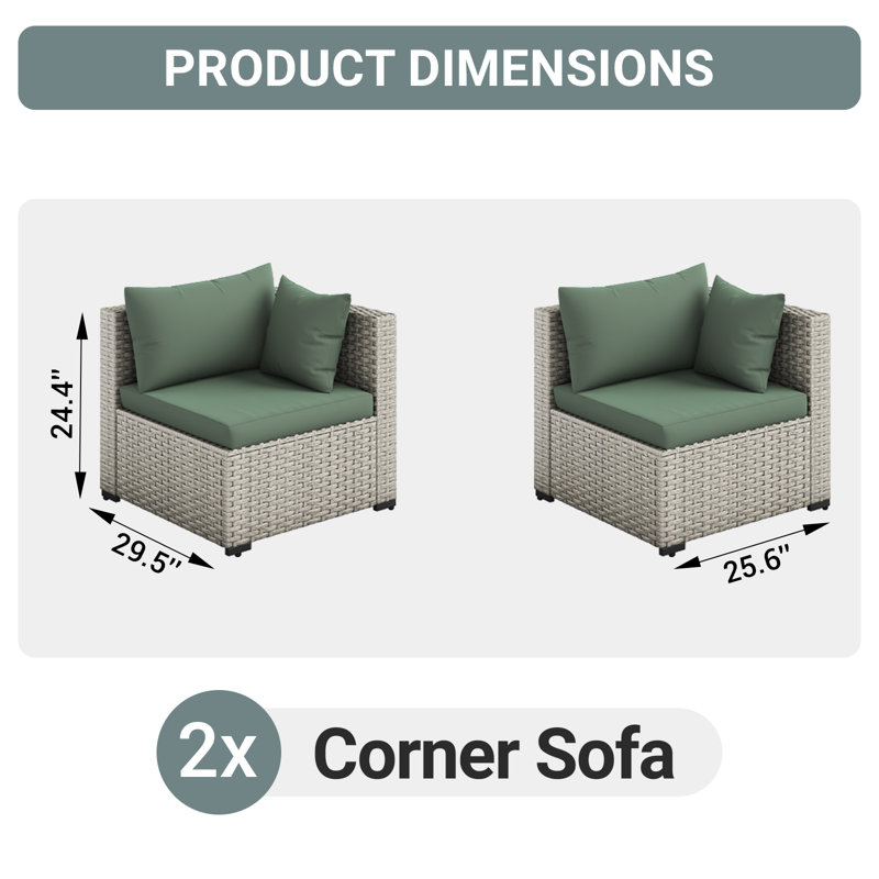Ensemble de chaises d'extérieur en osier (ensemble de 2), Vert