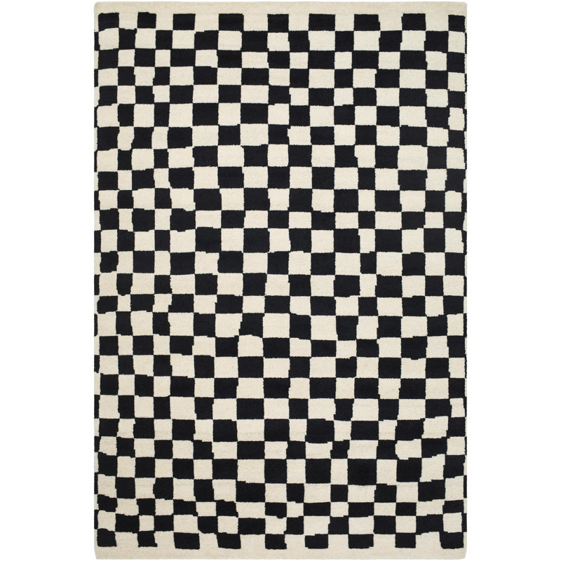 Damier Wool Patchwork Area Rug, Rectangle 10' x 14'