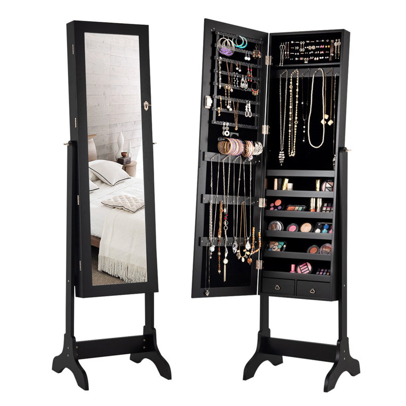 Armoire à bijoux avec miroir Mynatt, Noir