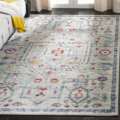 Christa Oriental Light Gray/Fuchsia Area Rug