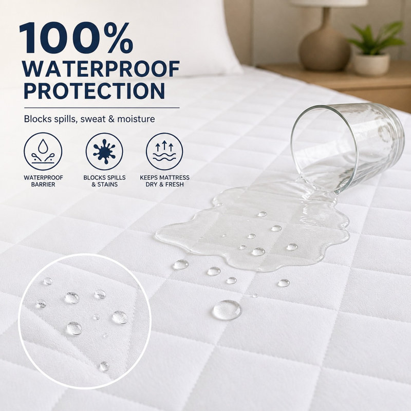 Mattress Protector With Elastic Strap 100% Waterproof, Queen