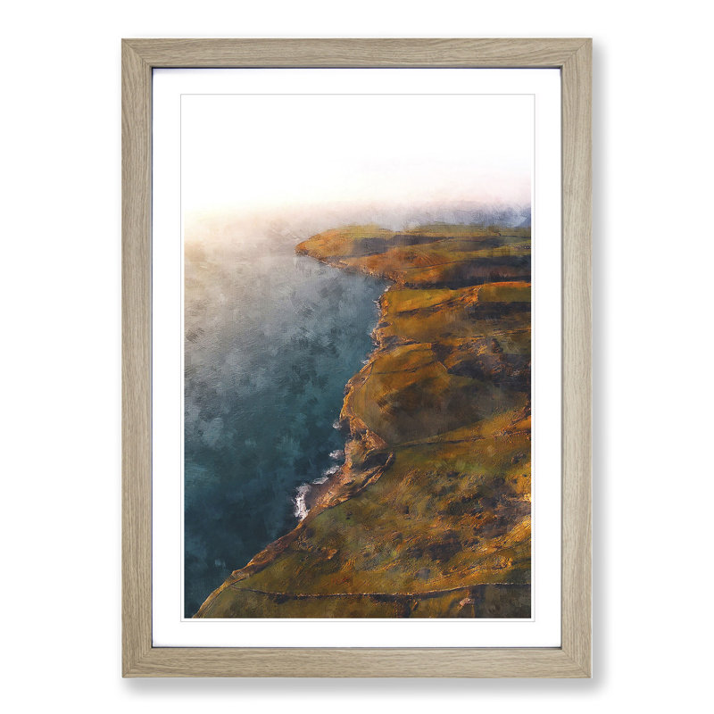 Swanage in Dorset - Picture Frame Painting, 65cm H x 48cm W x 2cm D, Oak Framed