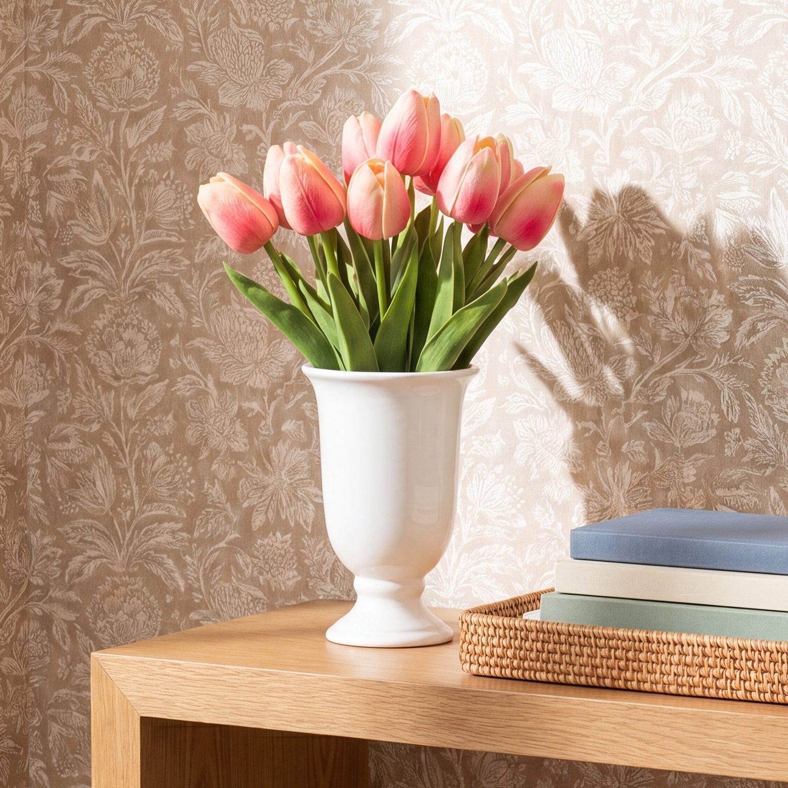Faux Tulip Flower, 5.1" H x 3.4" W x 3.4" D, Pink