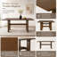 Ensemble de salle à manger moderne 7 pièces, table de cuisine rustique en bois massif et chaises pour 6, design spacieux et durable avec finition noyer
