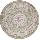 Hand-Knotted High-Quality Green and Ivory Round Area Rug