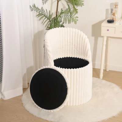 3-in-1 Foldable Ottoman Storage Box with Cushioned Seat, Hidden Storage and MDF Frame, Space Saving Footstool for Living Room or Bedroom