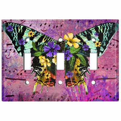 Patterned 3 - Gang Toggle Light Switch Standard Wall Plate