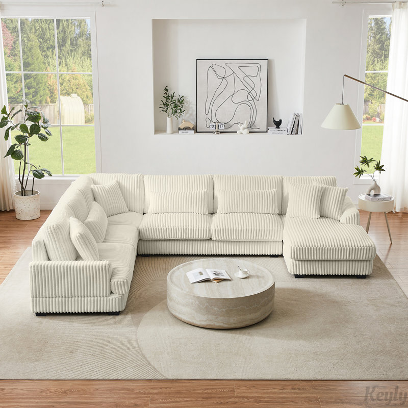 Canapé modulaire surdimensionné de 129 po en forme de U Canapé moderne de 129 po revêtu de velours côtelé doux avec une chaise longue pour le salon