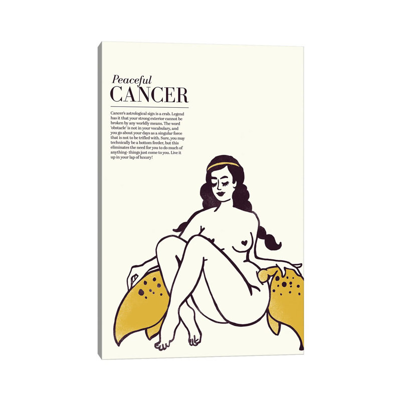 Zodiac Gold Cancer by The Whiskey Ginger - Wrapped Canvas Gallery-Wrapped Canvas Giclée, 30.48cm H x 20.32cm W