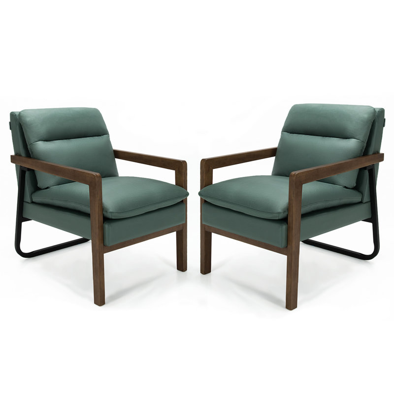 Dentrell Faux Leather Armchair, Green Faux Leather