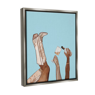 «Cowgirl Pouring Wine Floater Frame» par Amelia Noyes sur