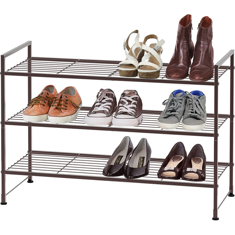 Lobsang 26'' W Metal Shoe Rack, Bronze