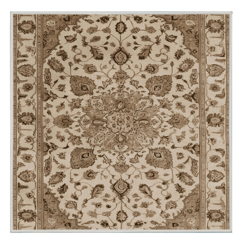 Machine Washable Tabriz Beige Area Rug, Square 5'