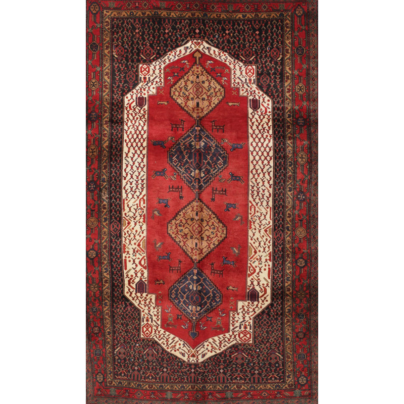 Tapis oriental rouge / brun / beige, Rectangle 5 pi x 7 pi