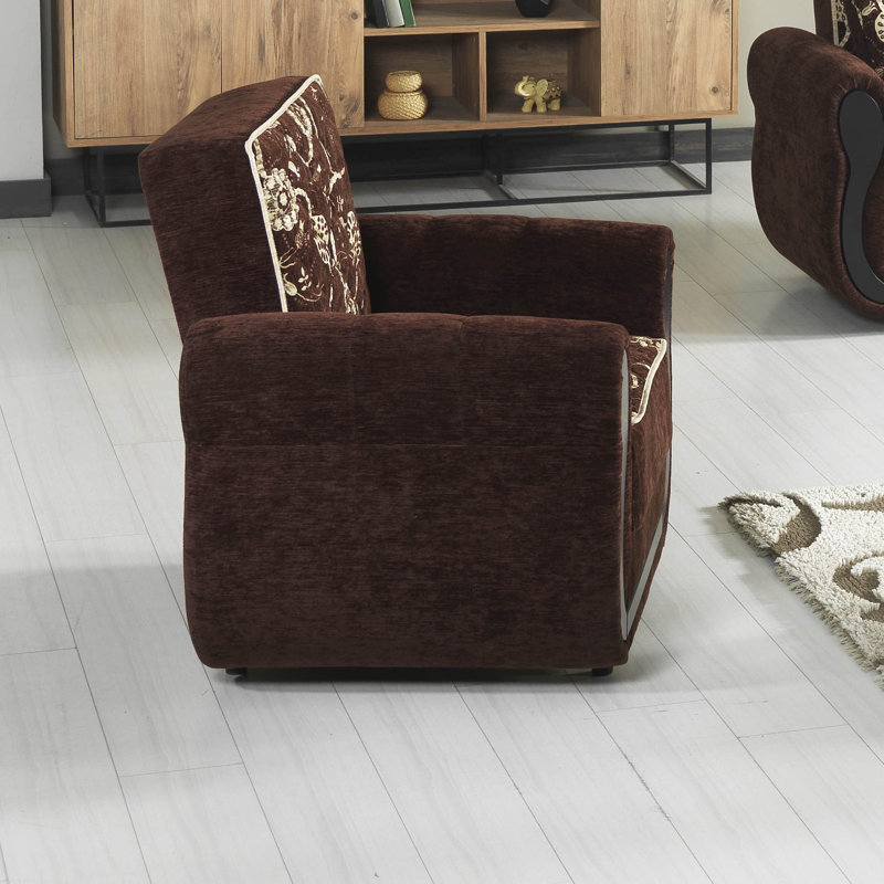 Royal Brown Chenille Convertible Sleeper Arm Chair