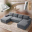 Canapé modulaire en velours côtelé 133,4 po en forme de U - Moderne et adapté au salon, confortable, canapé combiné au salon, canapé modulaire désossé, causeuse à vide, sans assemblage, gris-995915144