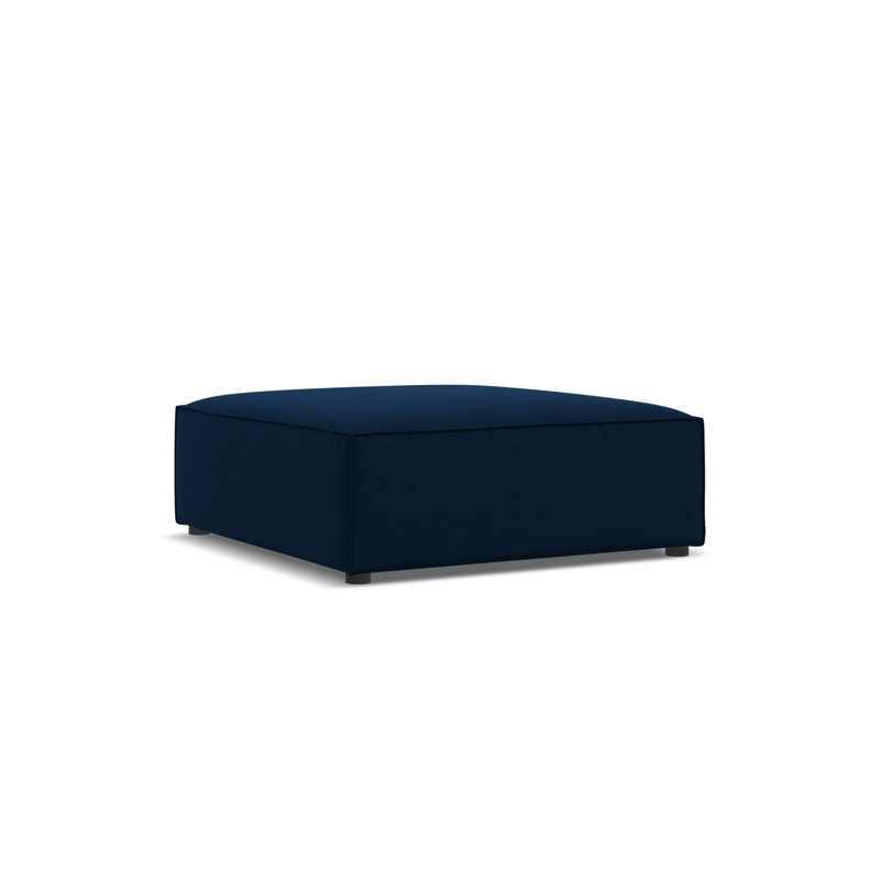 Chicago 102 cm W Velvet Tufted Rectangle Ottoman, Blue