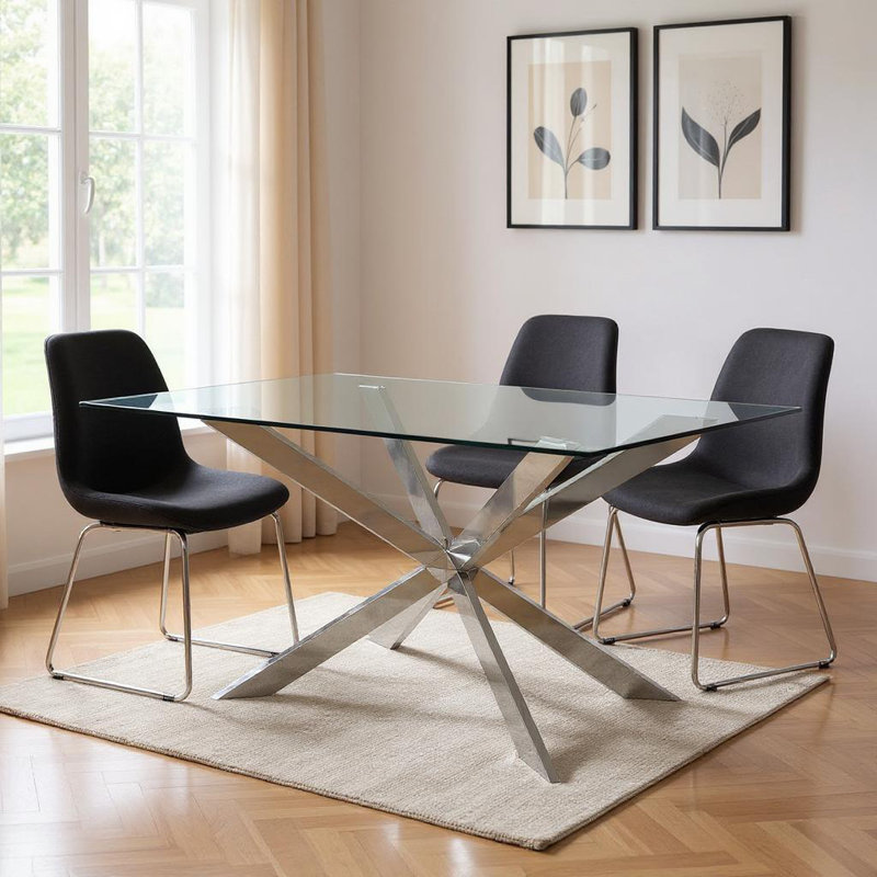 Table de salle à manger 87 po, H 29,5 po x l 87 po x P 39,5 po, Gris/argent