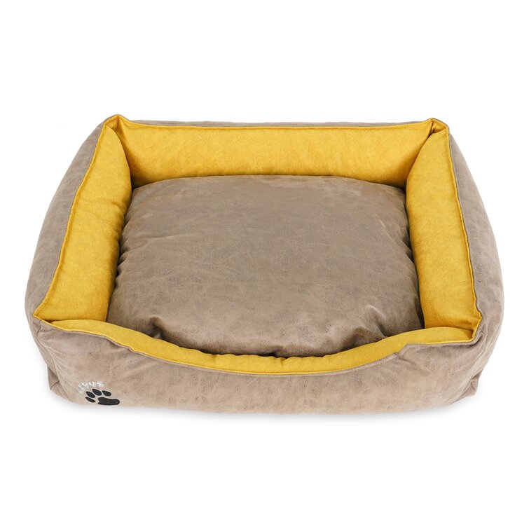 Yellow and Navy Outdoor Dog Bed Full Bolster Dog Bed Navy Dog Bed